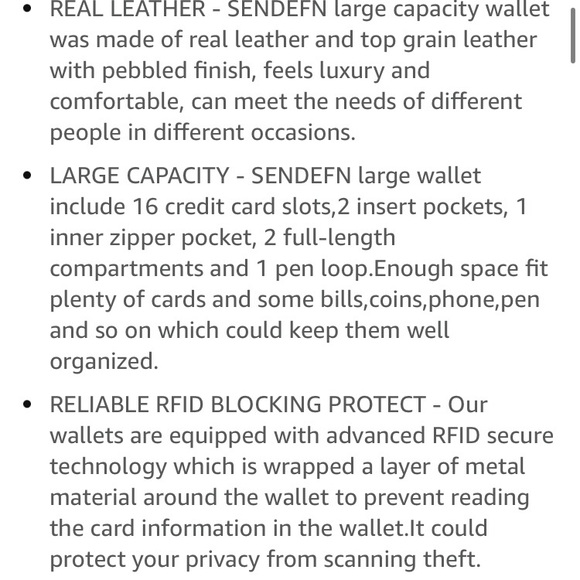 ☀️ NWOT Amazon Red RFID Blocking Leather Zip Around Large Wallet - Picture 11 of 11